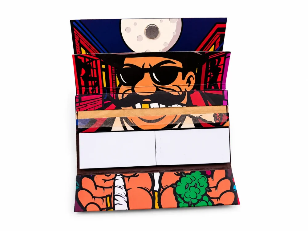 Unfolded kit showing papers and filter tips